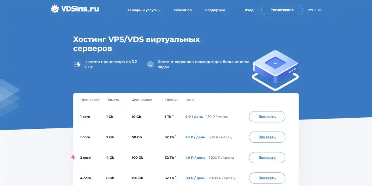 VDSina – официальные цены линейки VPS на 21 августа 2026 года